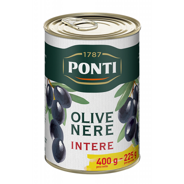 Olive, črne, neizkoščičene, Ponti, 400 g
